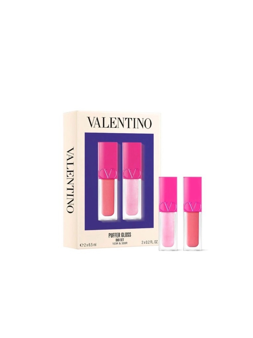 Valentino Lip Gloss Duo - Bright Pink & Coral